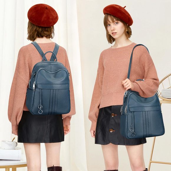 Genuine Leather Backpack Purse Convertible Shoulder BagS102 Indo :\')